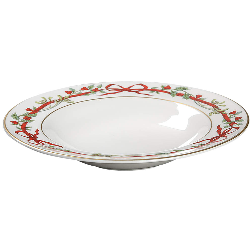 Holly Ribbons Large Rim Soup Bowl by Royal Worcester-1