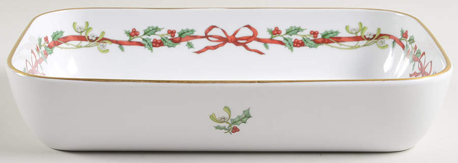 Holly Ribbons 10" Rectangular Baker by Royal Worcester-1