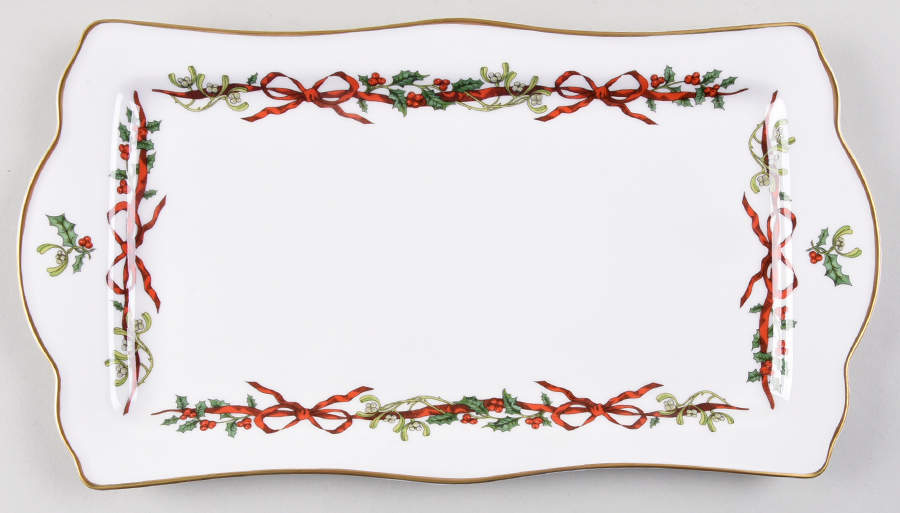 Holly Ribbons 13" Sandwich Tray by Royal Worcester-1