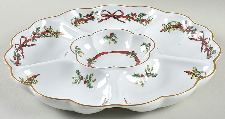 Holly Ribbons 1 Piece Snack/Dip Crudite by Royal Worcester-1