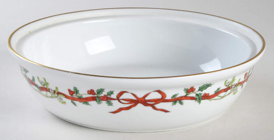 Holly Ribbons 1 Qt Round Casserole No Lid by Royal Worcester-1