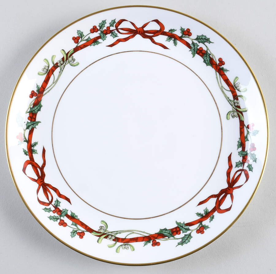 Holly Ribbons Coupe Luncheon Plate by Royal Worcester-1