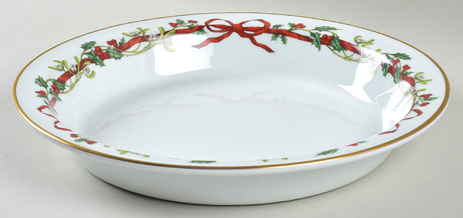 Holly Ribbons 10" Pie Baking Plate by Royal Worcester-1