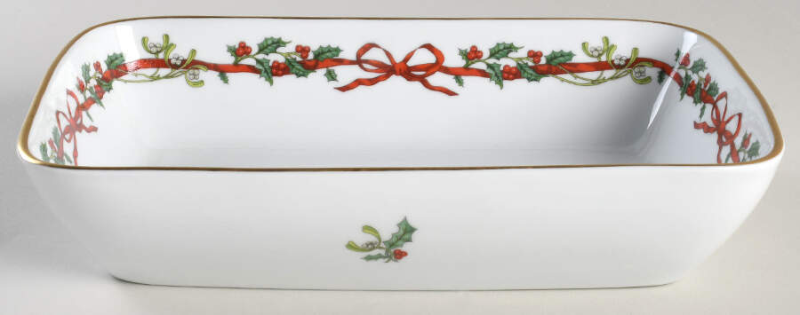 Holly Ribbons 10" Rectangular Baker by Royal Worcester-1