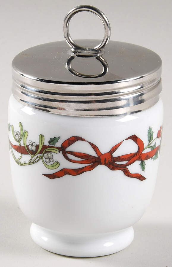 Holly Ribbons Egg Coddler & Lid by Royal Worcester-1