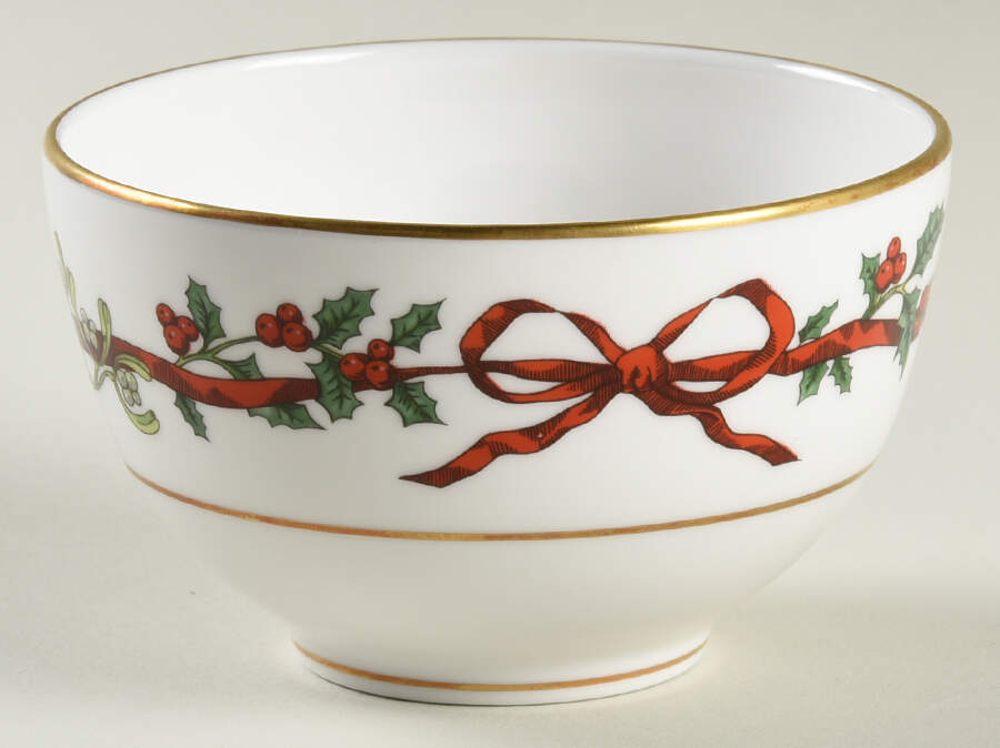 Holly Ribbons Mini Open Sugar Bowl by Royal Worcester-1