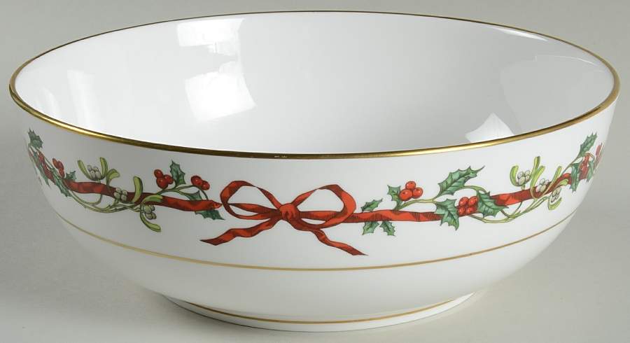 Holly Ribbons 9" Salad Serving Bowl by Royal Worcester-1