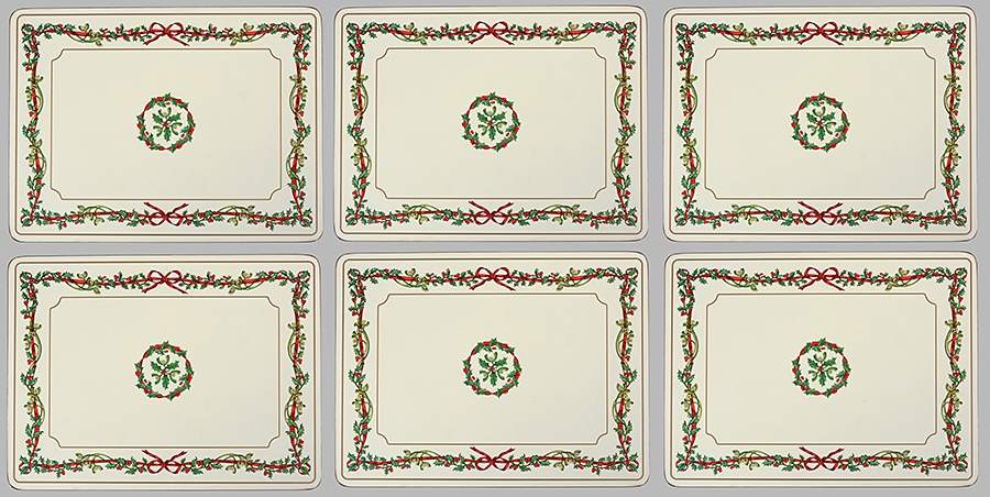 Holly Ribbons (Set of 6) Corkboard Placemat by Royal Worcester-1