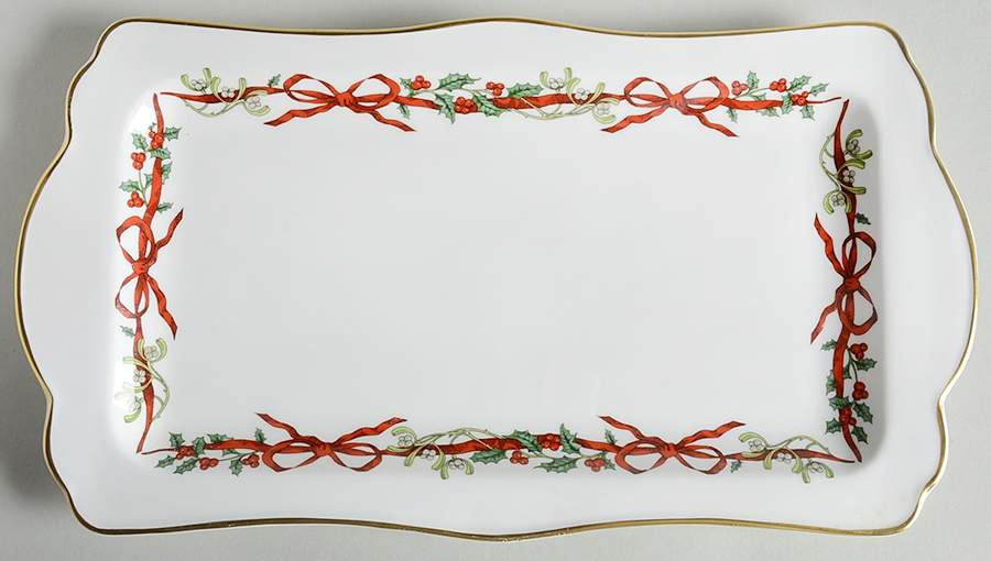 Holly Ribbons 13" Sandwich Tray by Royal Worcester-1