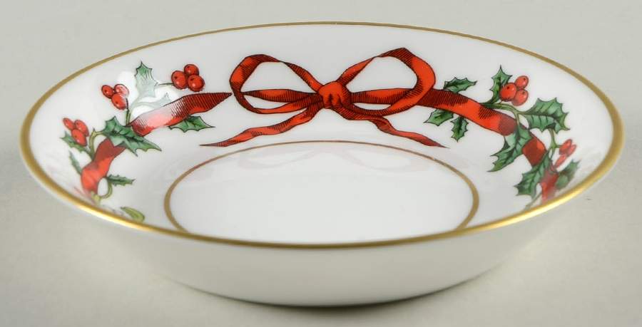 Holly Ribbons Round Dish by Royal Worcester-1