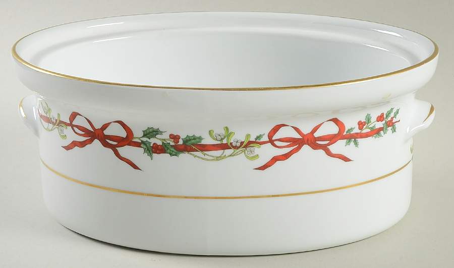Holly Ribbons 2.5 Quart Oval Covered Casserole No Lid by Royal Worcester-1