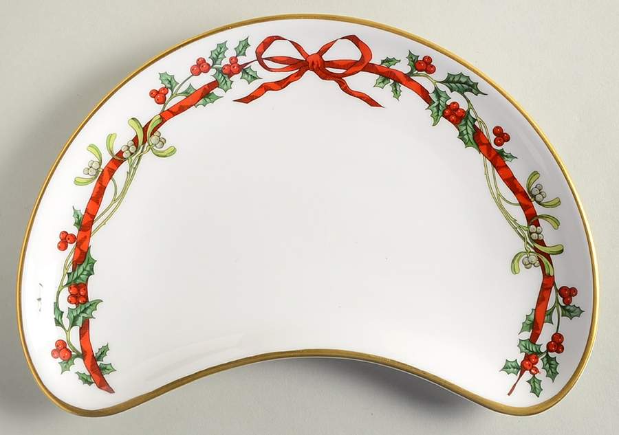 Holly Ribbons Crescent Salad Plate by Royal Worcester-1