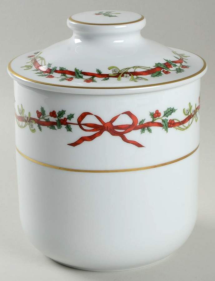 Holly Ribbons Large Canister & Lid by Royal Worcester-1
