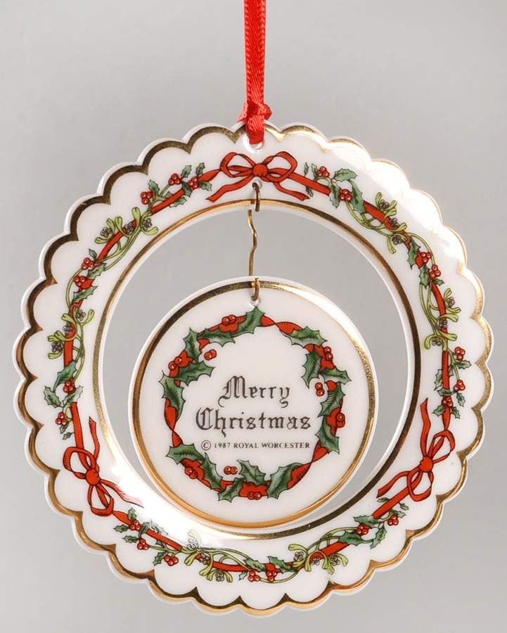 Holly Ribbons Ornament by Royal Worcester-1