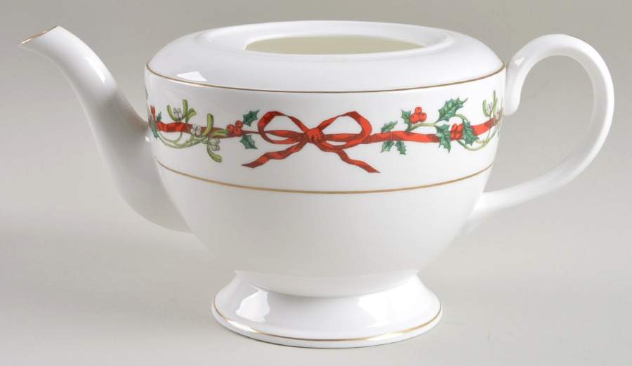 Holly Ribbons Teapot No Lid by Royal Worcester-1