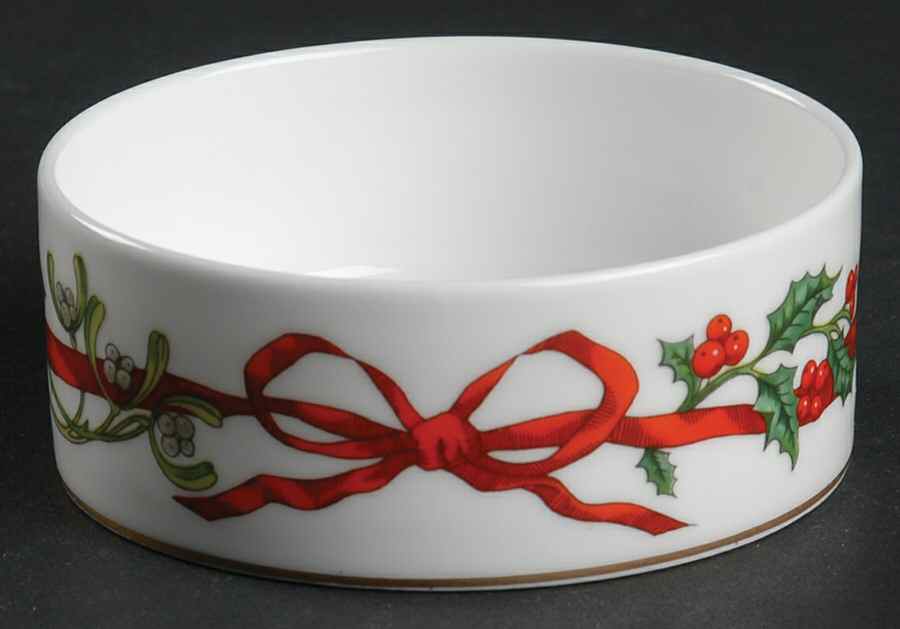 Holly Ribbons Round Box No Lid by Royal Worcester-1