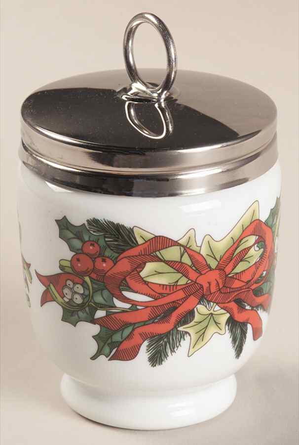 Holly Ribbons King Size Egg Coddler & Lid by Royal Worcester-1