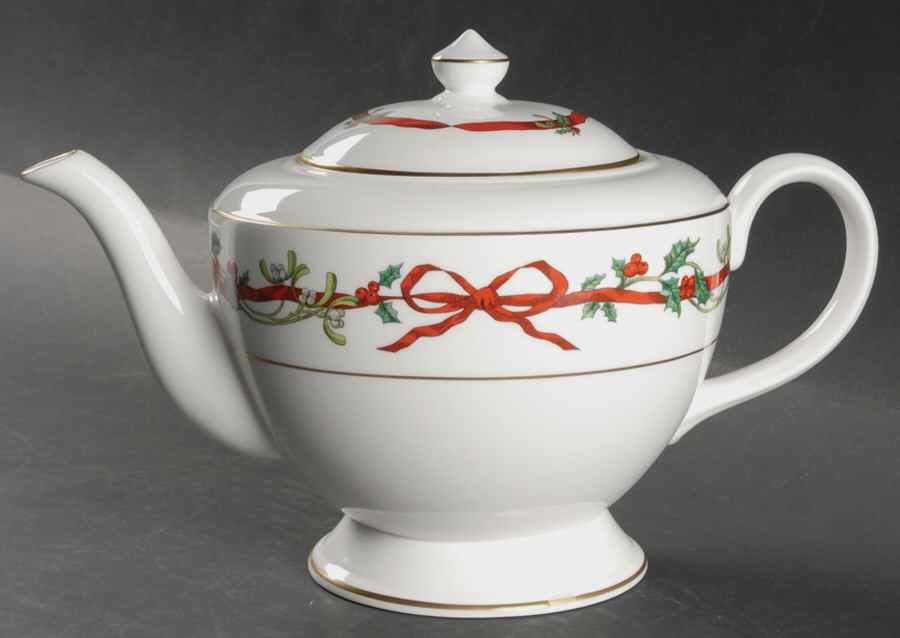 Holly Ribbons Teapot & Lid by Royal Worcester-1