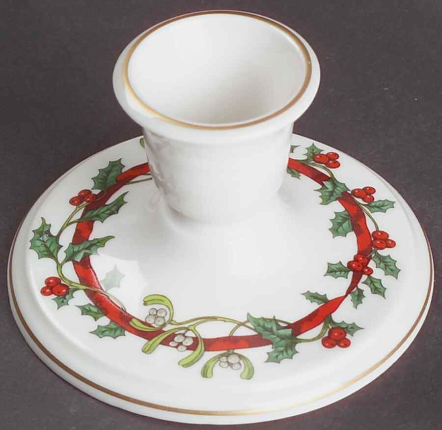 Holly Ribbons 2" Candlestick by Royal Worcester-1
