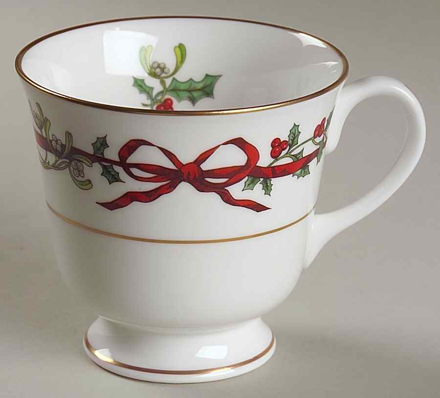 Holly Ribbons Footed Cup by Royal Worcester-1