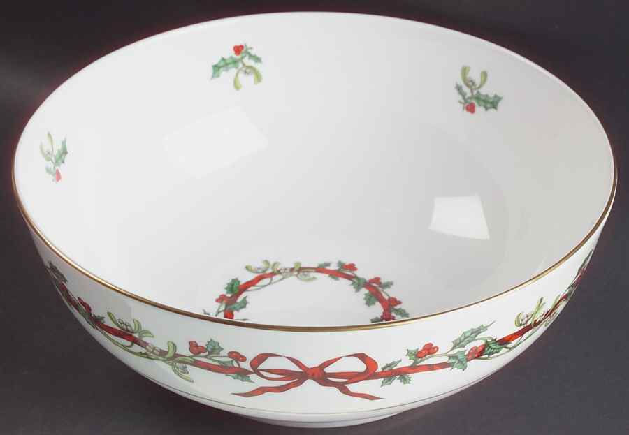 Holly Ribbons 9" Salad Serving Bowl by Royal Worcester-1