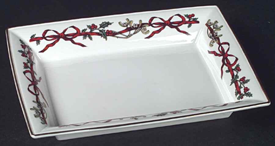 Holly Ribbons Rectangular Tray by Royal Worcester-1