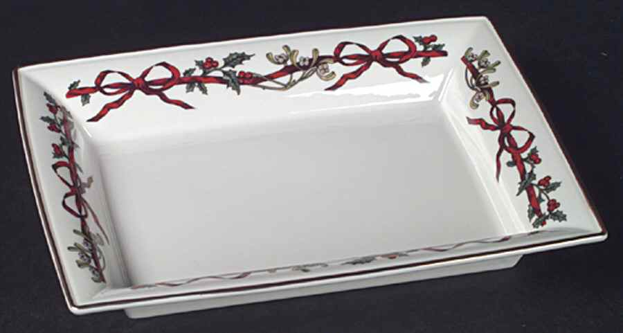 Holly Ribbons Rectangular Tray by Royal Worcester-1