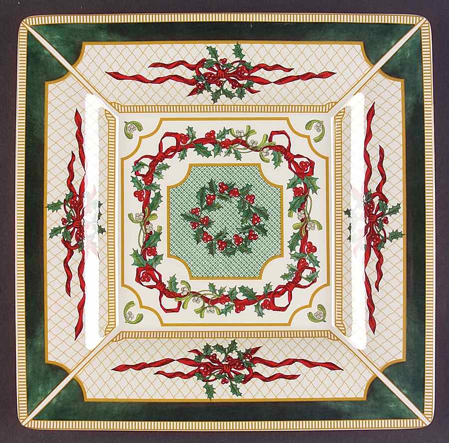 Holly Ribbons 10" Square Tray by Royal Worcester-1