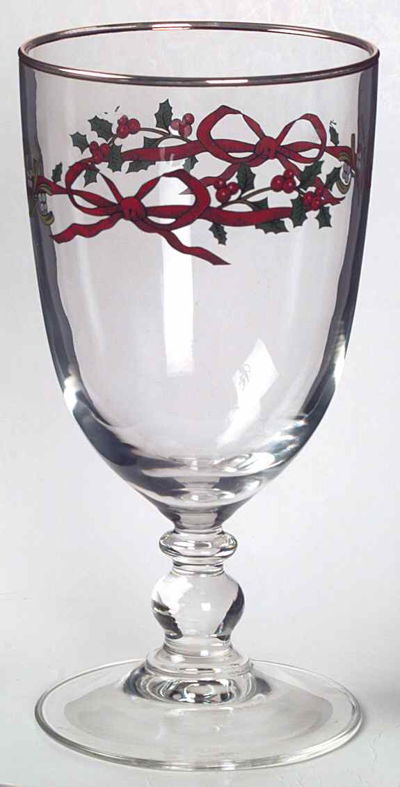 Holly Ribbons 12 Oz Glassware Goblet by Royal Worcester-1