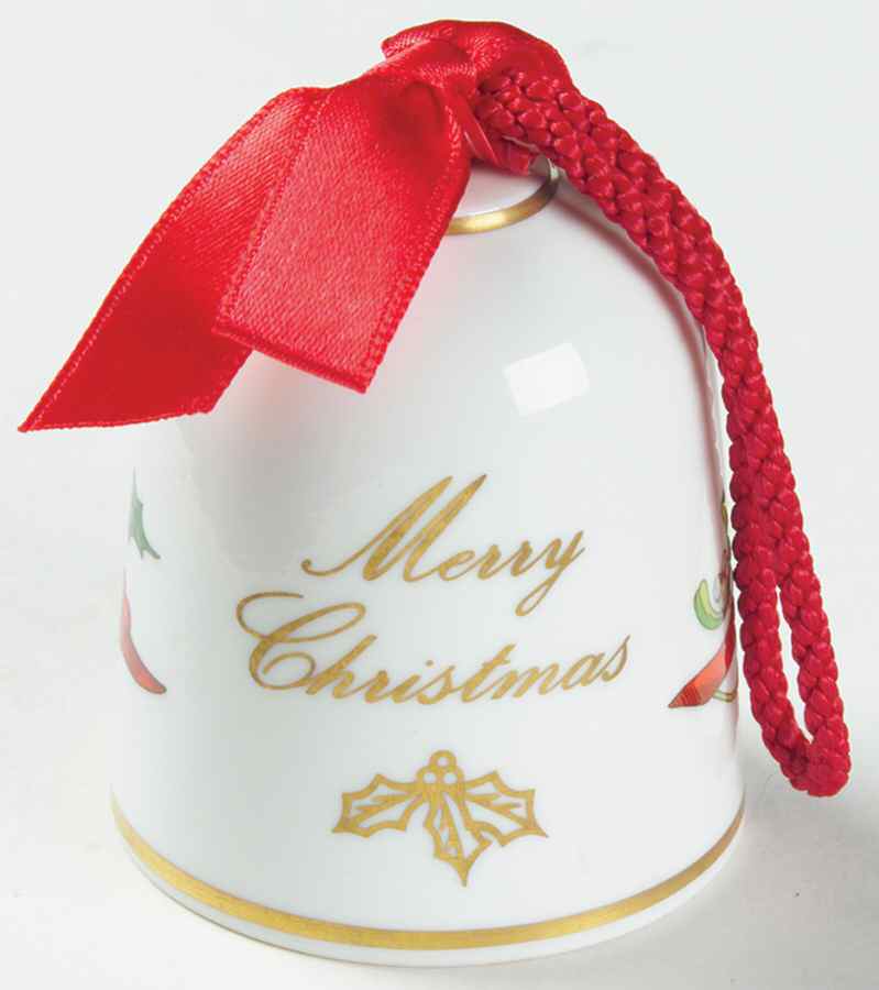 Holly Ribbons Bell Ornament by Royal Worcester-1