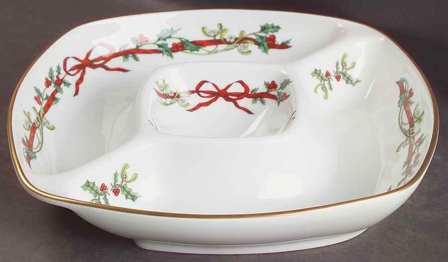 Holly Ribbons 1-Piece Square Crudite by Royal Worcester-1