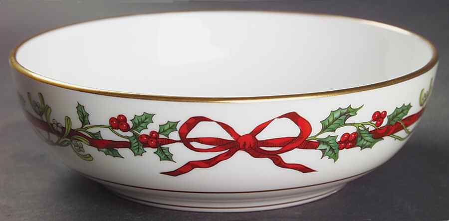 Holly Ribbons Fruit/Dessert (Sauce) Bowl by Royal Worcester-1