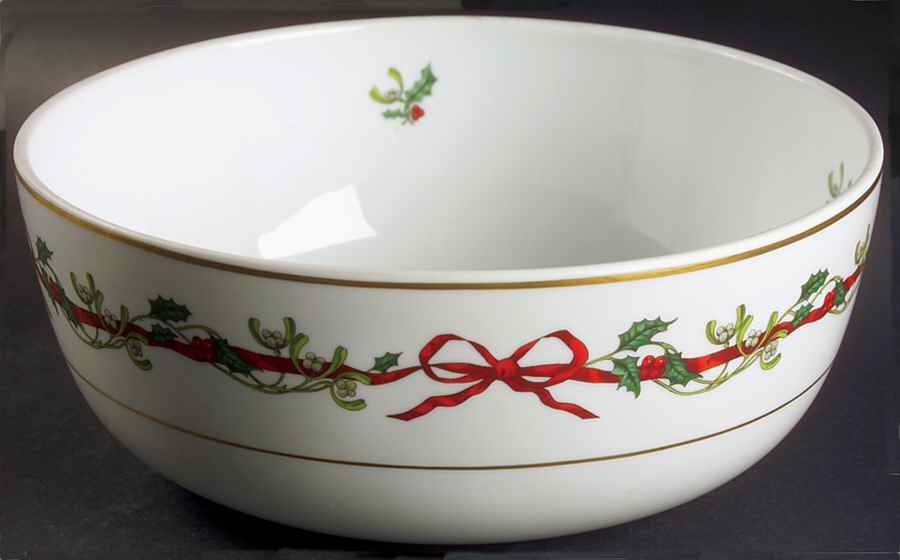 Holly Ribbons 10" Large Salad Serving Bowl by Royal Worcester-1