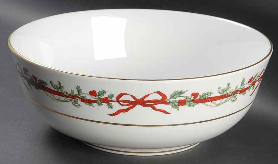 Holly Ribbons 9" Salad Serving Bowl by Royal Worcester-1