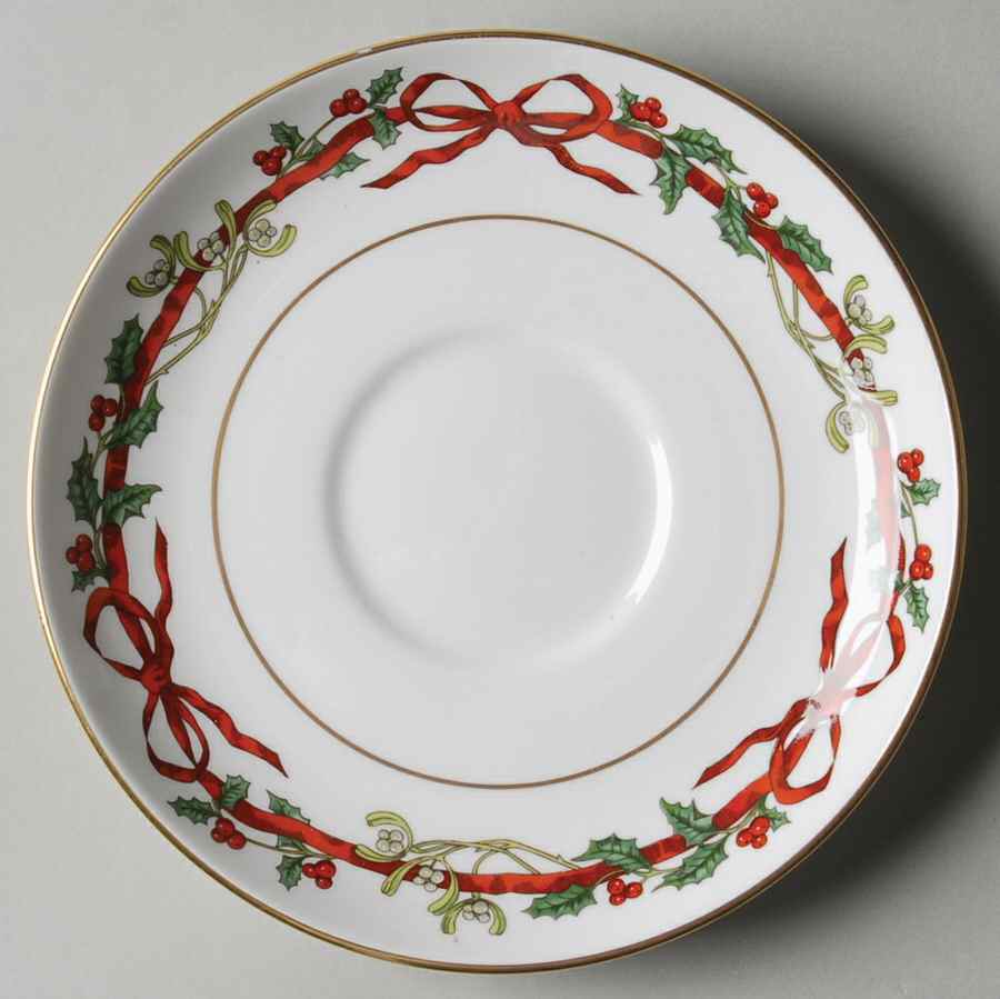 Holly Ribbons Saucer for V.I.P Cup by Royal Worcester-1