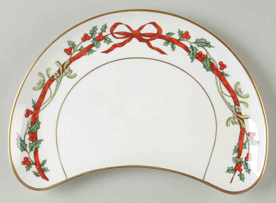 Holly Ribbons Crescent Salad Plate by Royal Worcester-1