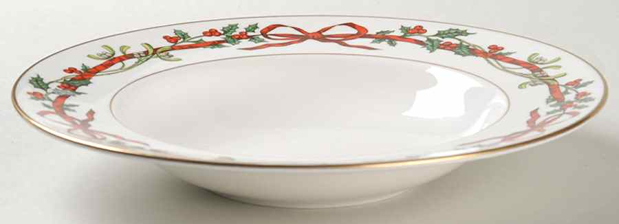 Holly Ribbons Large Rim Soup Bowl by Royal Worcester-1
