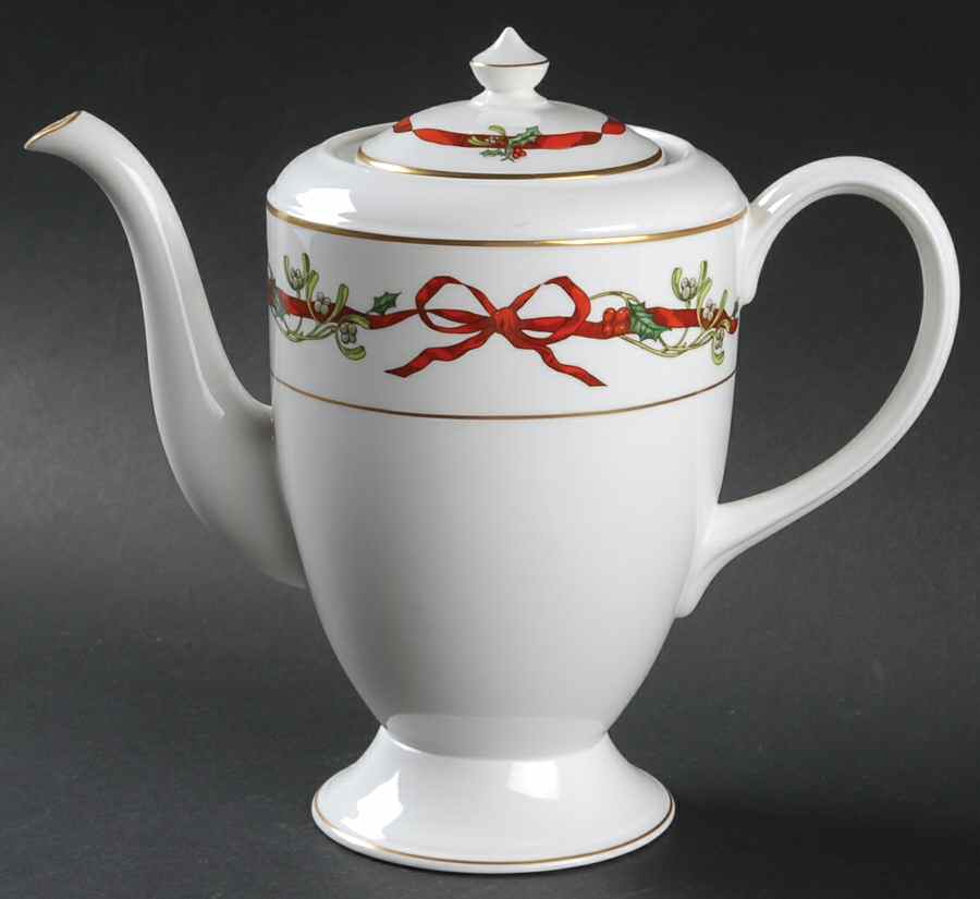 Holly Ribbons Coffee Pot & Lid by Royal Worcester-1