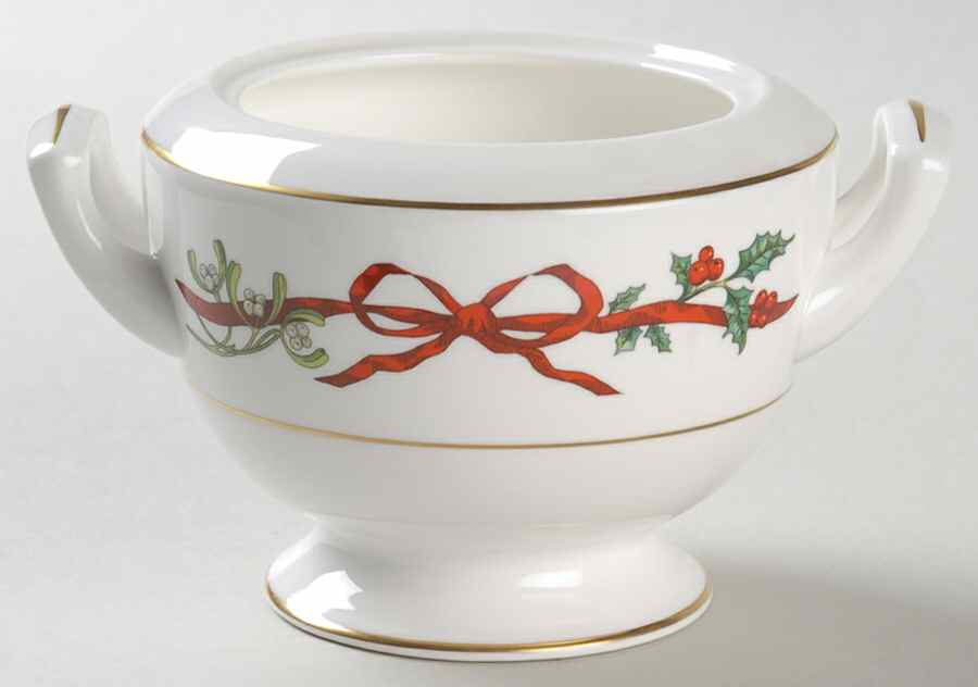Holly Ribbons Sugar Bowl No Lid by Royal Worcester-1
