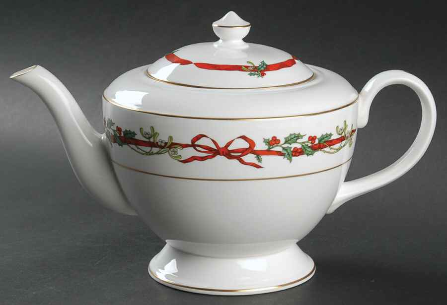 Holly Ribbons Teapot & Lid by Royal Worcester-1