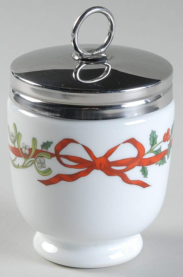 Holly Ribbons Double Egg Coddler & Lid by Royal Worcester-1