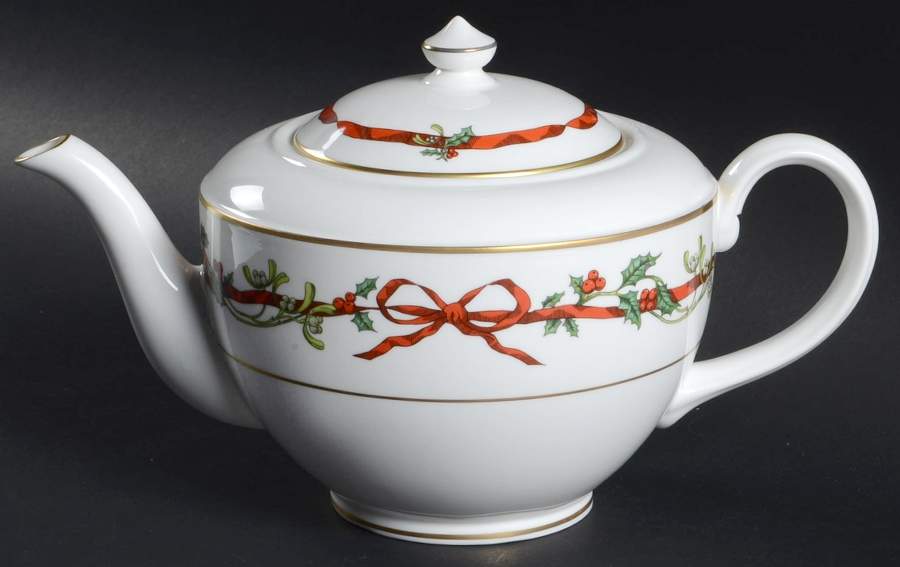 Holly Ribbons Teapot & Lid by Royal Worcester-1