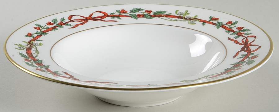 Holly Ribbons Rim Soup Bowl by Royal Worcester-1