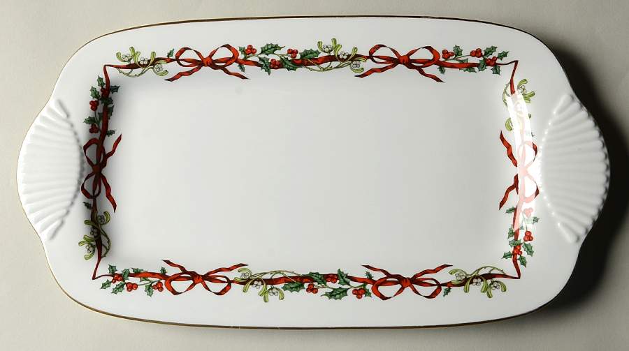 Holly Ribbons 13" Sandwich Tray by Royal Worcester-1