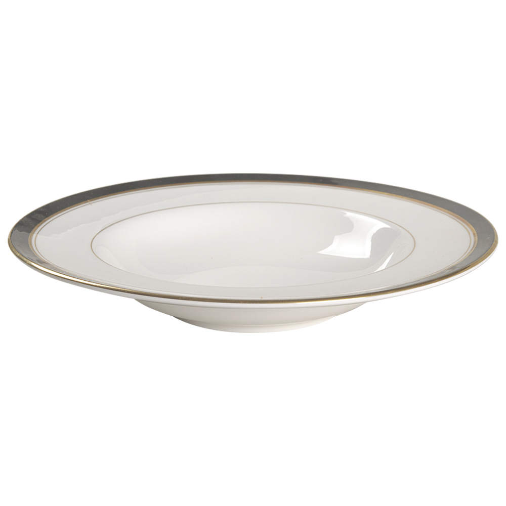 Howard Black (Gold Trim) Large Rim Soup Bowl by Royal Worcester-1