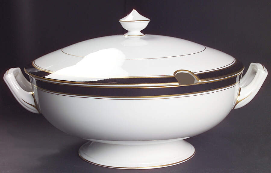 Howard Black (Gold Trim) Tureen & Lid by Royal Worcester-1