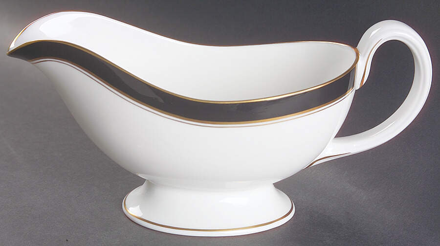 Howard Black (Gold Trim) Gravy Boat by Royal Worcester-1