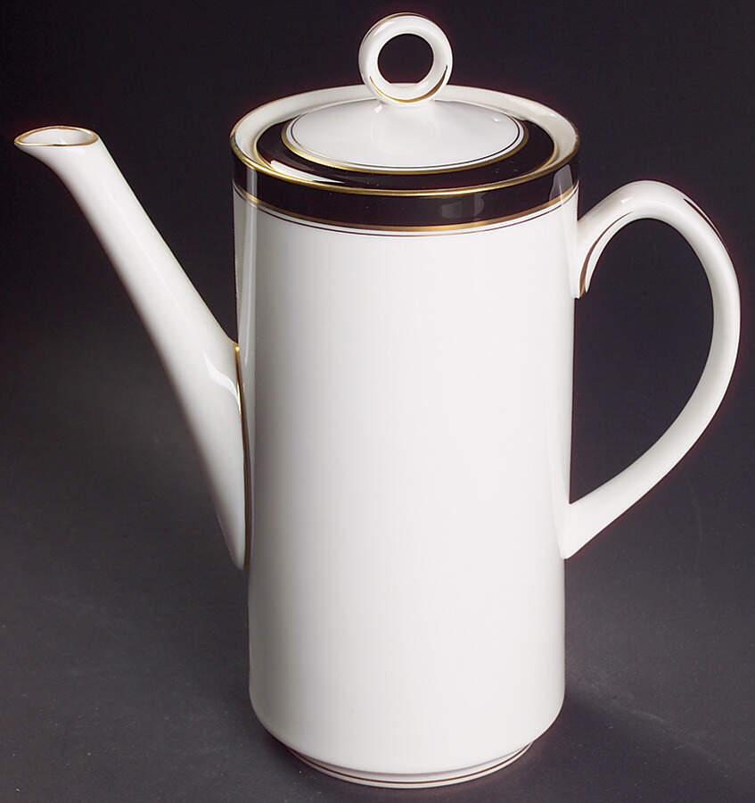 Howard Black (Gold Trim) Coffee Pot & Lid by Royal Worcester-1