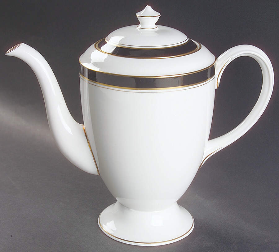 Howard Black (Gold Trim) Coffee Pot & Lid by Royal Worcester-1