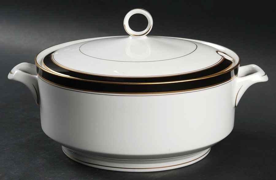 Howard Black (Gold Trim) Tureen & Lid by Royal Worcester-1